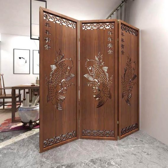 Bộ 3 tấm vách bình phong cá chép cao 180cm ngang 150cm