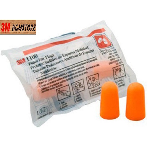 COMBO 100 đôi 3M 1100 - NÚT NHÉT TAI CHỐNG ỒN KHÔNG DÂY LOẠI 1100 - Dạng nút Bọt biển xốp mềm êm tai dùng được cho cả người lớn lẫn trẻ em