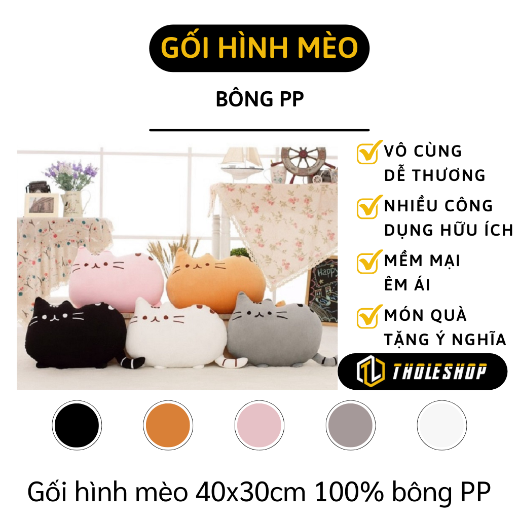 Gấu bông - Thú nhồi bông hình mèo - Gối ôm hình mèo đáng yêu - Gối ôm văn phòng, gối tựa lưng