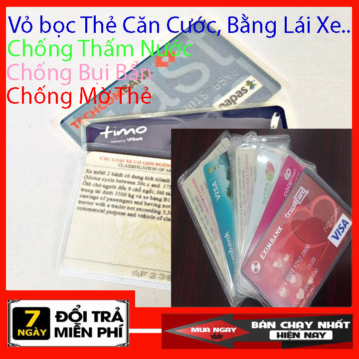 [ Siêu Hót  ] Combo 4 Túi đựng thẻ căn cước công dân, bằng lái xe, ATM, Card visit, CMND Chống Mờ Chữ Ở Thẻ, Chống Bụi, Chống bẩn