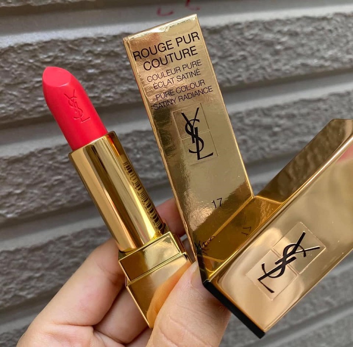 Son ysl 17 rose dahlia màu cam hồng