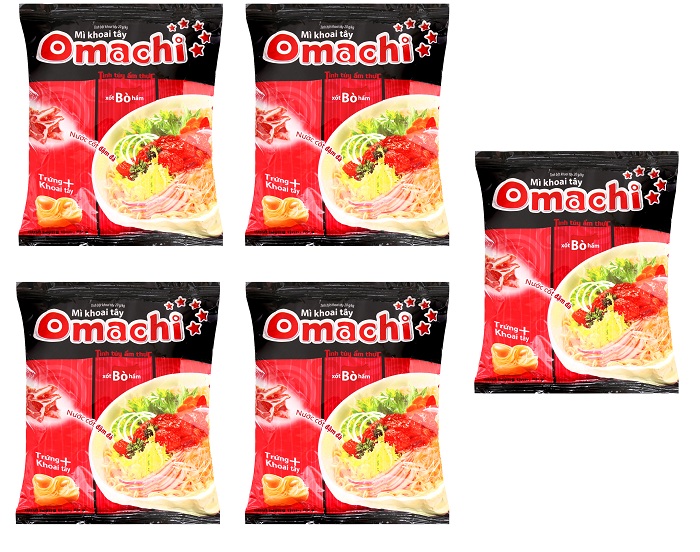 Combo 5 gói Mì Khoai Tây Omachi Xốt Bò Hầm 80G/gói (đóng gói lẻ)