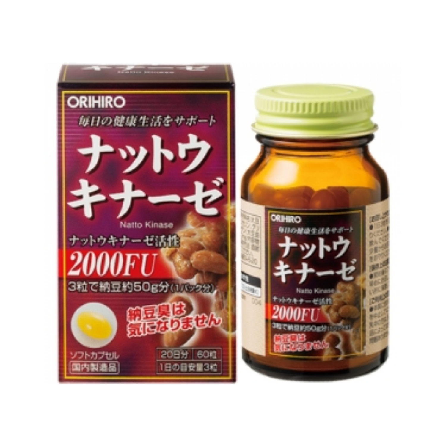 Viên uống nattokinase 2000 fu orihiro 60 viên giúp hỗ trợ phòng ngừa tai biến, chống đột quỵ