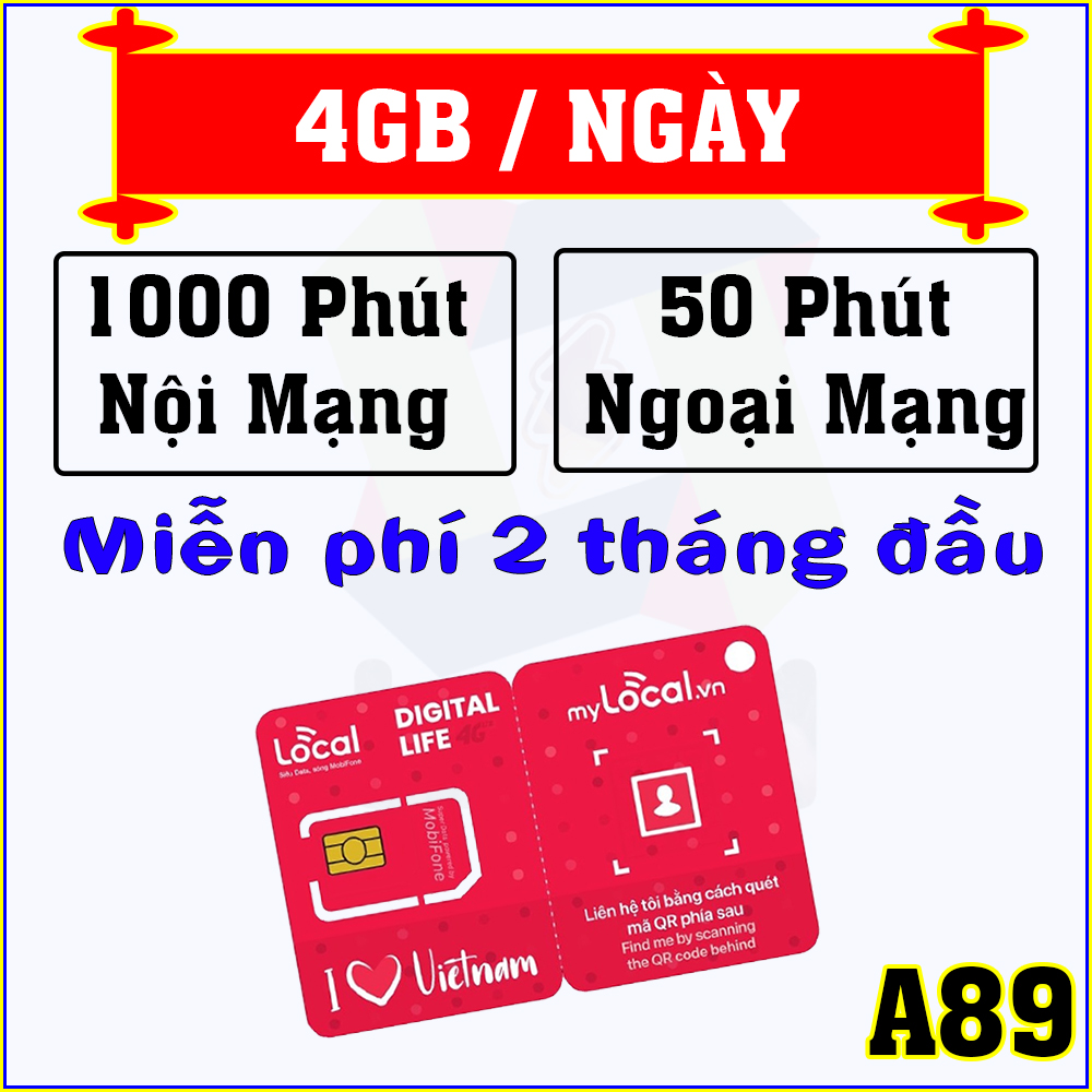 CHƯA KÍCH HOẠT. Sim Mobifone Local A50S A89S Tỷ GB Dùng 4G KHÔNG GIỚI HẠN Gọi FREE. Miễn Phí tháng đầu