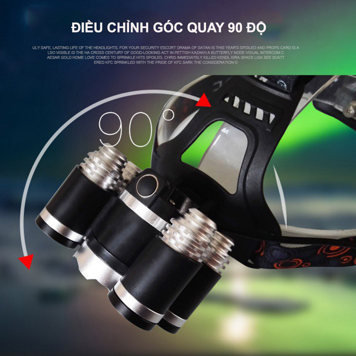 Đèn pin 5 bóng đội đầu siêu sáng đèn pin siêu sángđộ sáng lên đến 600000lmchống nước đến 200m