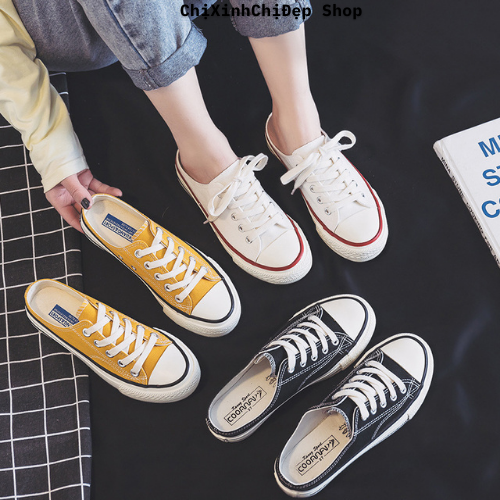 Giày sục cv thể thao thời trang nữ vải canvas ulzzang đạp gót sandal