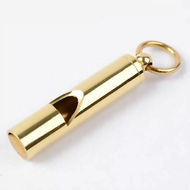Còi cứu hộ còi sinh tồn bằng đồng handmade móc chìa khóa