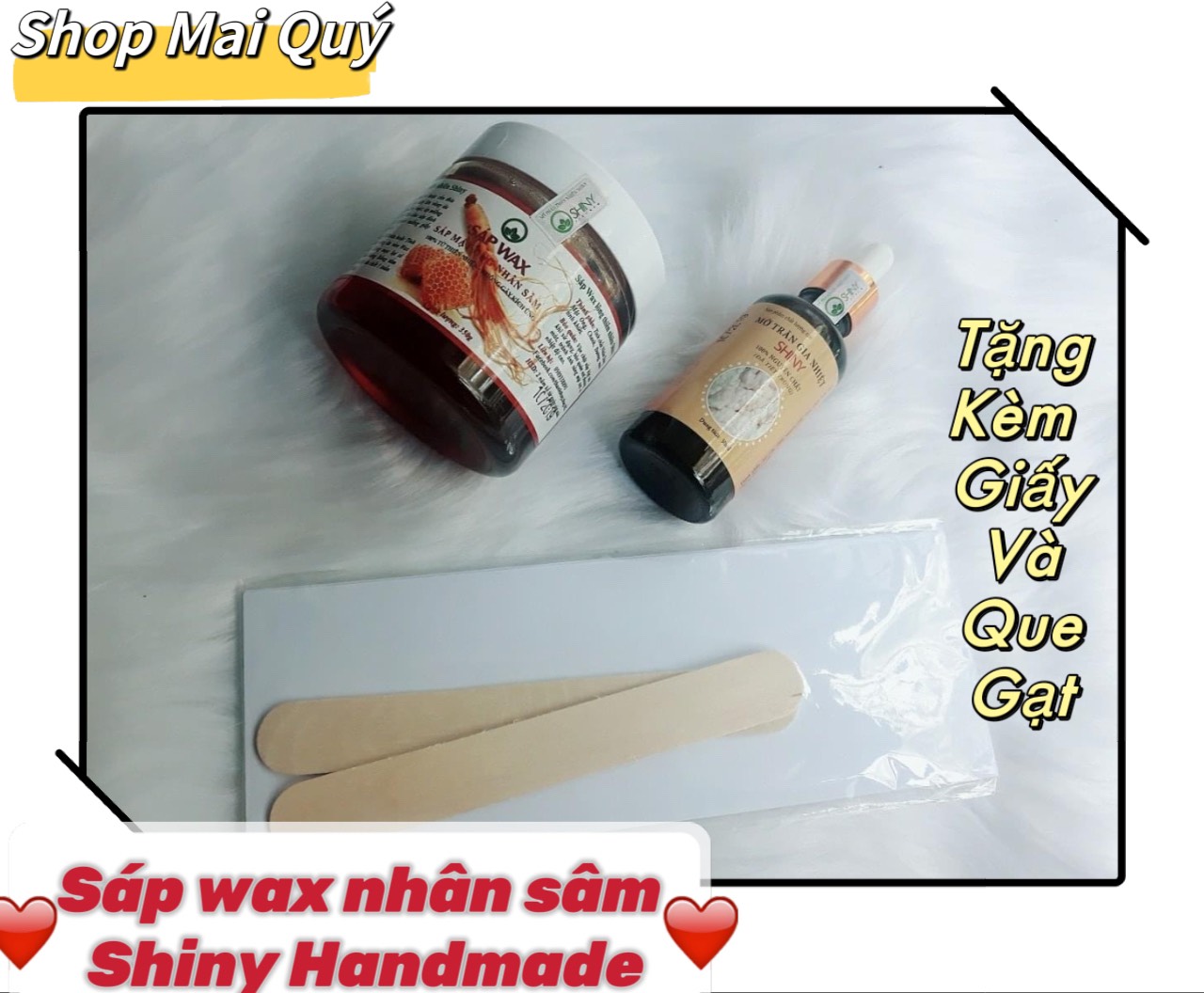 Sáp wax nhân sâm mật ong shiny handmade 350g