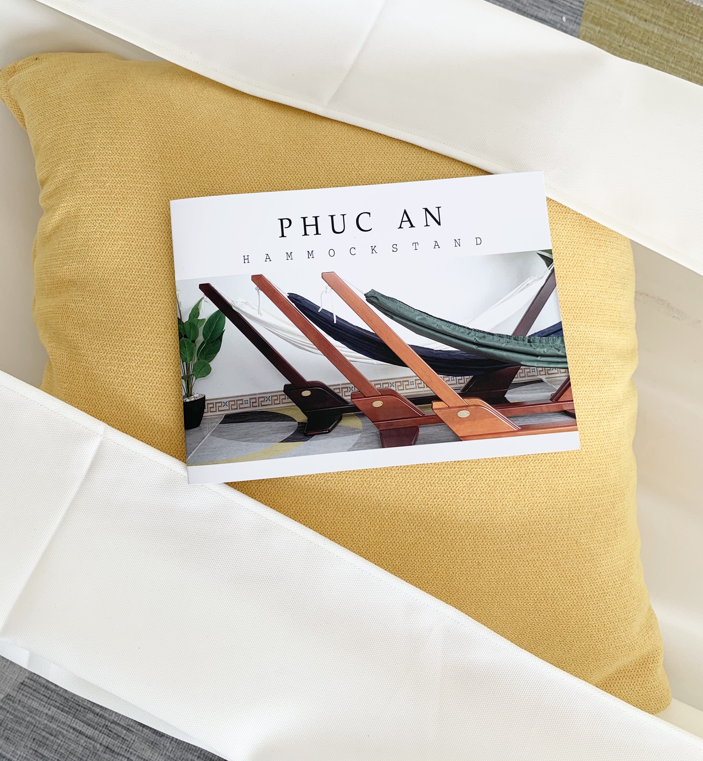 Võng vải phúc an kaki trắng