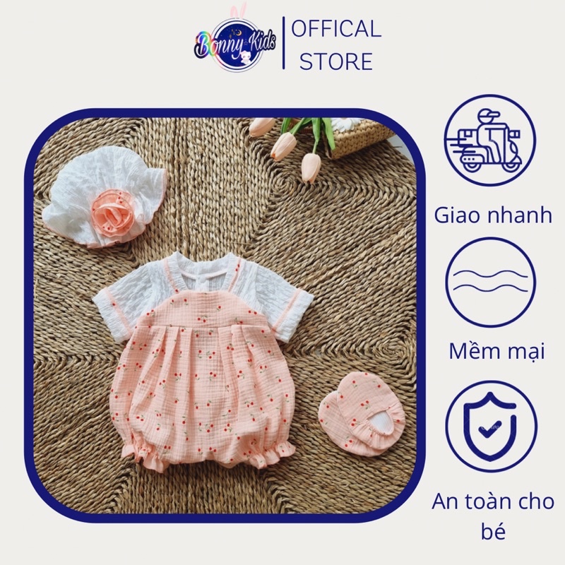 Bodysuit hanbok cho bé gái sơ sinh 0-12 tháng kèm mũ và tất chân, váy sơ sinh, bodychip đầy tháng, bodysuit sơ sinh