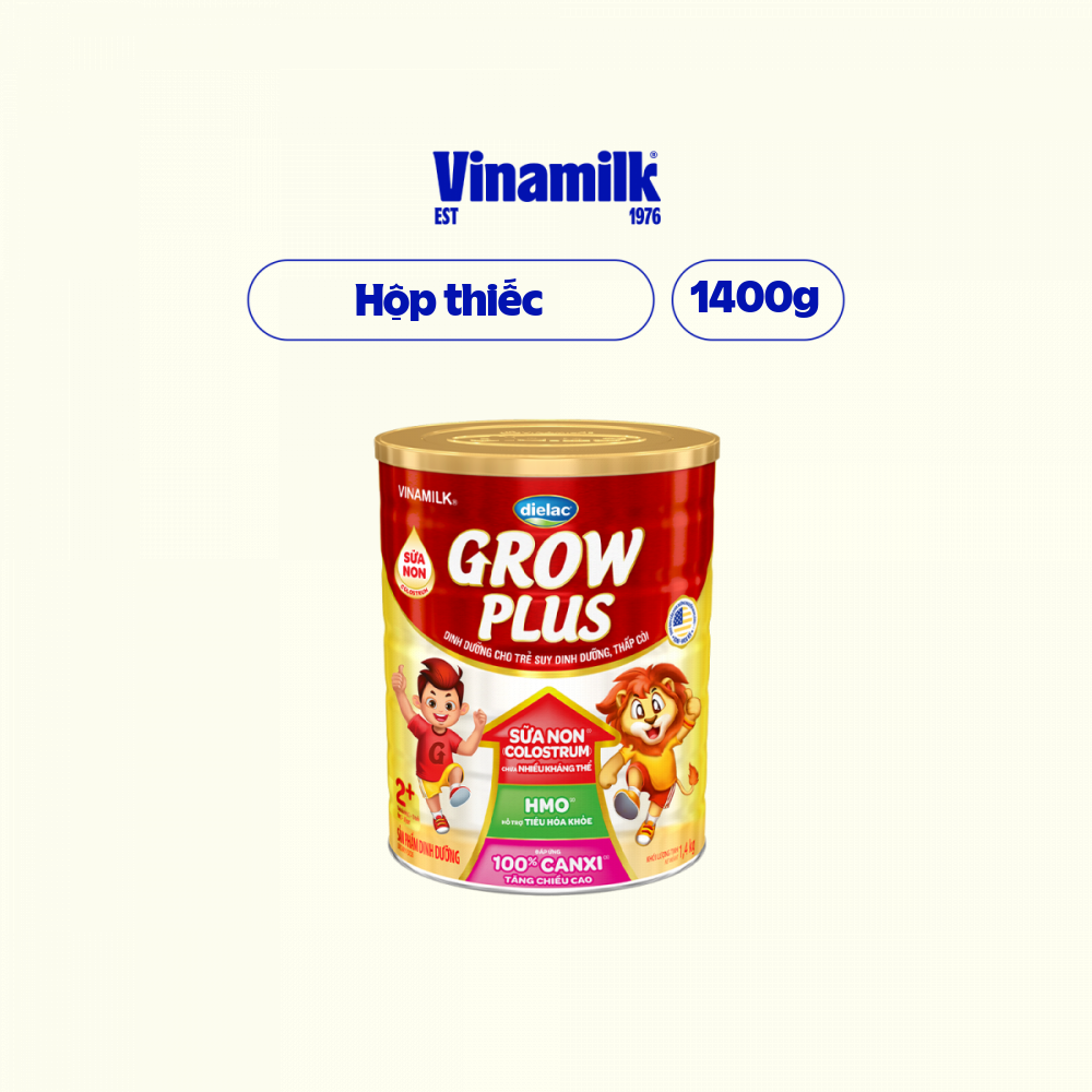 Sữa Non Vinamilk Dielac Grow Plus 2 HT 1400g Tăng cân cao khỏe hỗ trợ Trẻ suy dinh dưỡng thấp còi