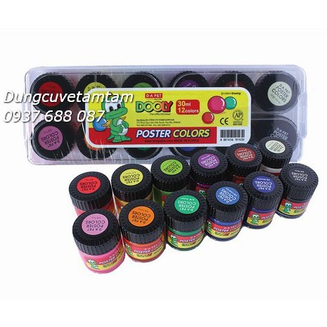Màu poster dooly 30ml bộ 12 màu/ bộ màu poster dooly 30ml -dụng cụ vẽ tâm tâm