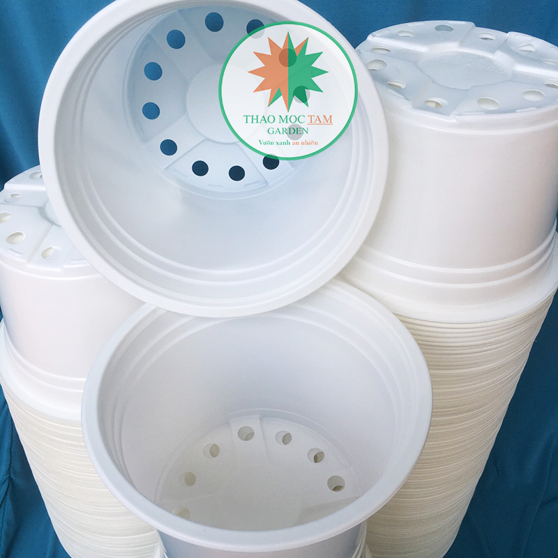 Combo 10 Chậu nhựa 23x16cm / Chậu nhựa trồng hoa, trồng cây, đáy 12 lỗ thoát nước.