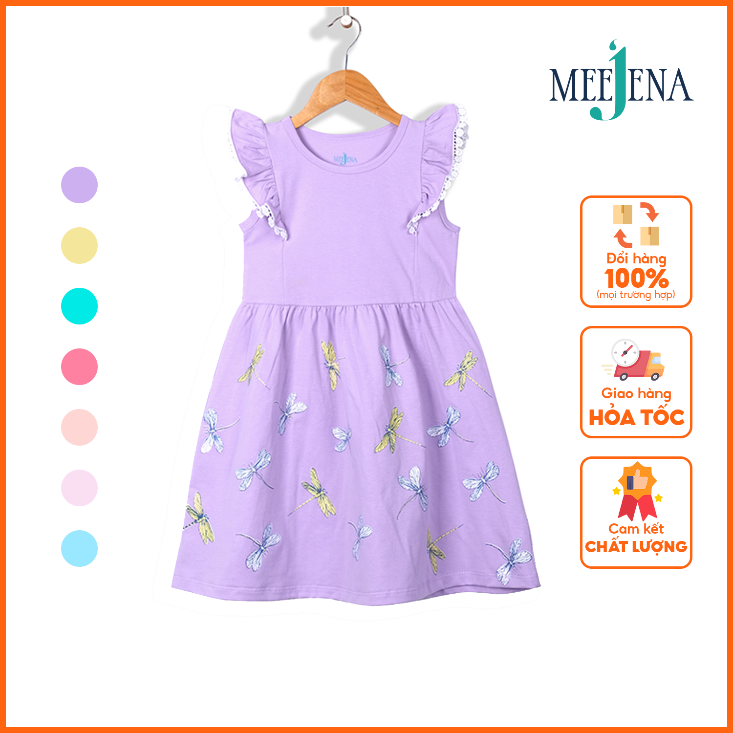 Váy Bé Gái MEEJENA Cánh Tiên in Chuồn Chuồn 14-38 kg Thành Phần COTTON - 1924