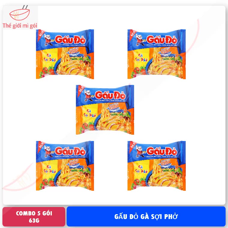 Mì gấu đỏ gà sợi phở loại 63g