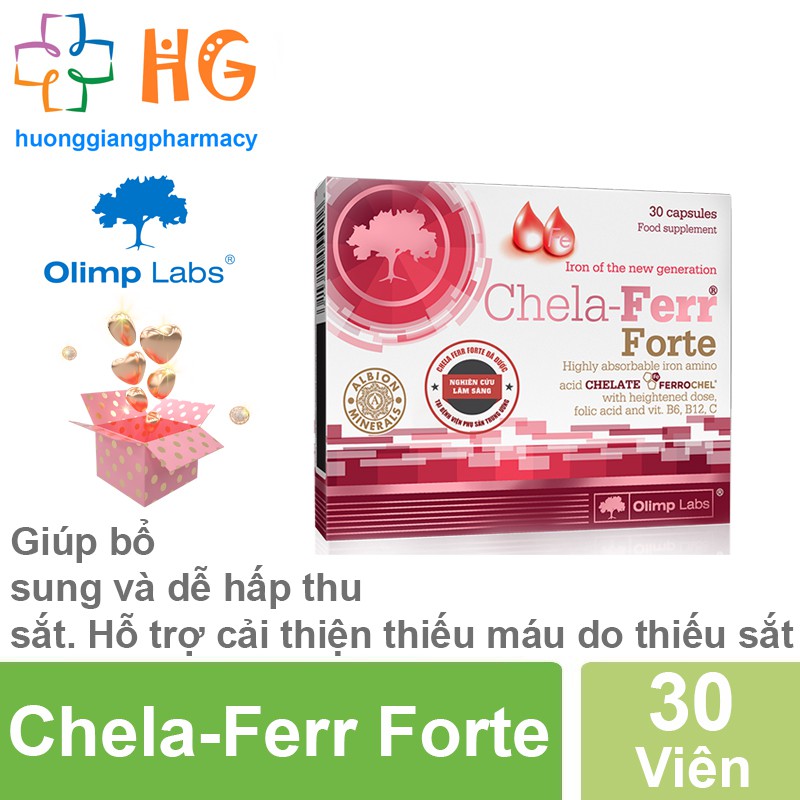 Chela Ferr Forte bổ sung sắt cho phụ nữ mang thai và người thiếu máu (Hộp 30 Viên)