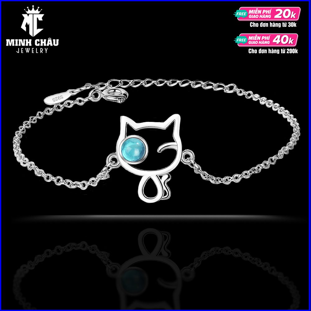 Lắc tay nữ bạc 925 họa hồ ly dễ thương, đính đá cao cấp