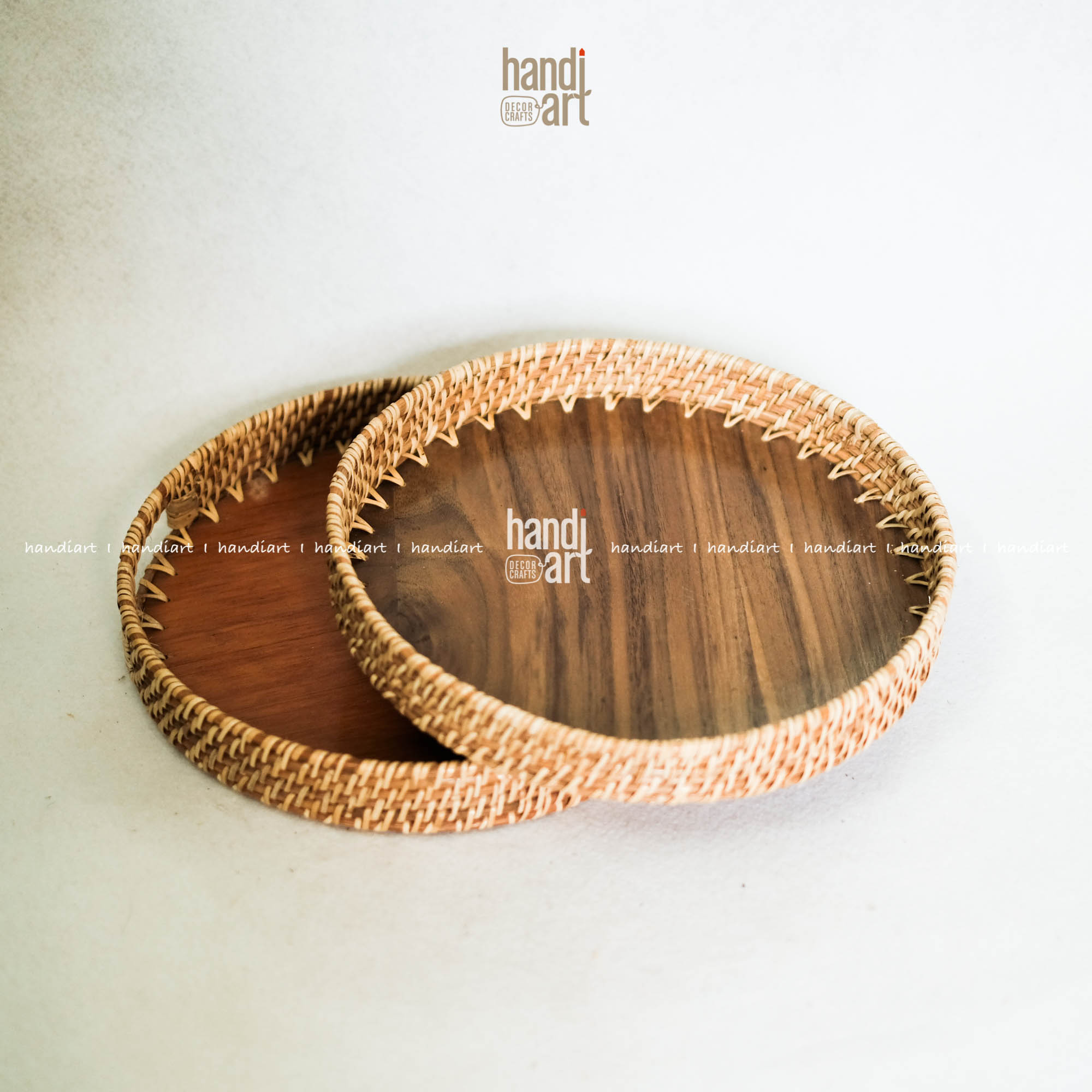 Khay mây hình tròn, Round rattan tray