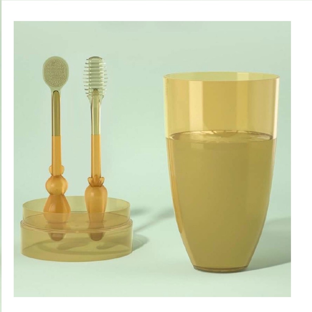 Combo Set rơ lưỡi và bàn chải đánh răng bằng silicon cho bé từ 0 - 18 tháng