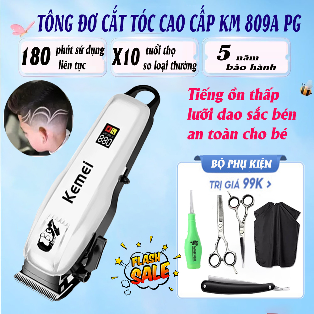 [BẢO HÀNH 5 NĂM] Tăng đơ cắt tóc, tông đơ cắt tóc loại tốt KEMEI 809A PG, tông đơ cắt tóc gia đình chuyên nghiệp máy cắt tóc đa năng, tông đơ cắt tóc trẻ em sạc USB