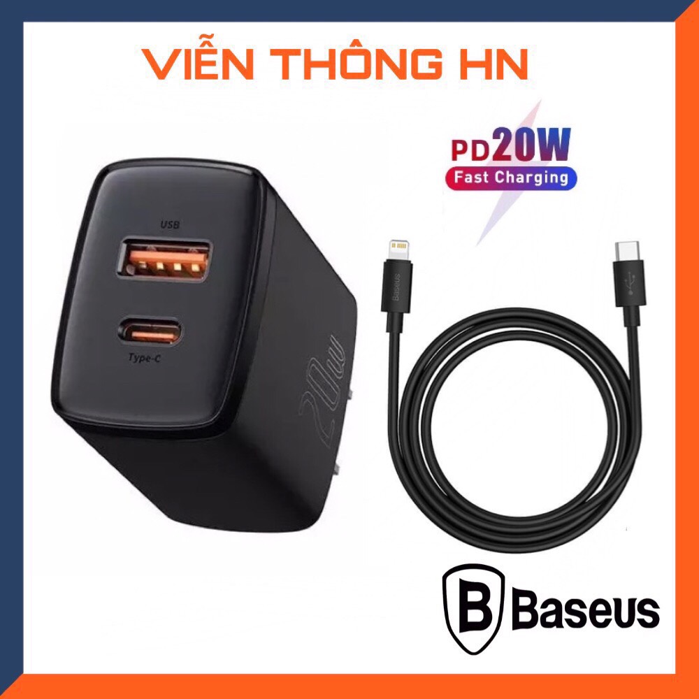 Cốc sạc nhanh iphone 20w qc 3.0 kèm dây sạc type c to lightning - cốc sạc kèm cáp sạc cho mã đt ip6 ip 13 12 11 pro max x xsmax