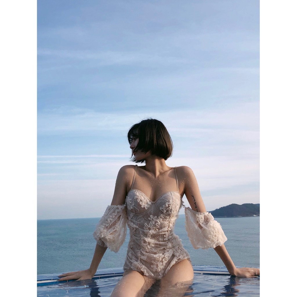 Bộ bơi đồ bơi Bộ bikini liền 1 mảnh đi biển phong cách hàn quốc
