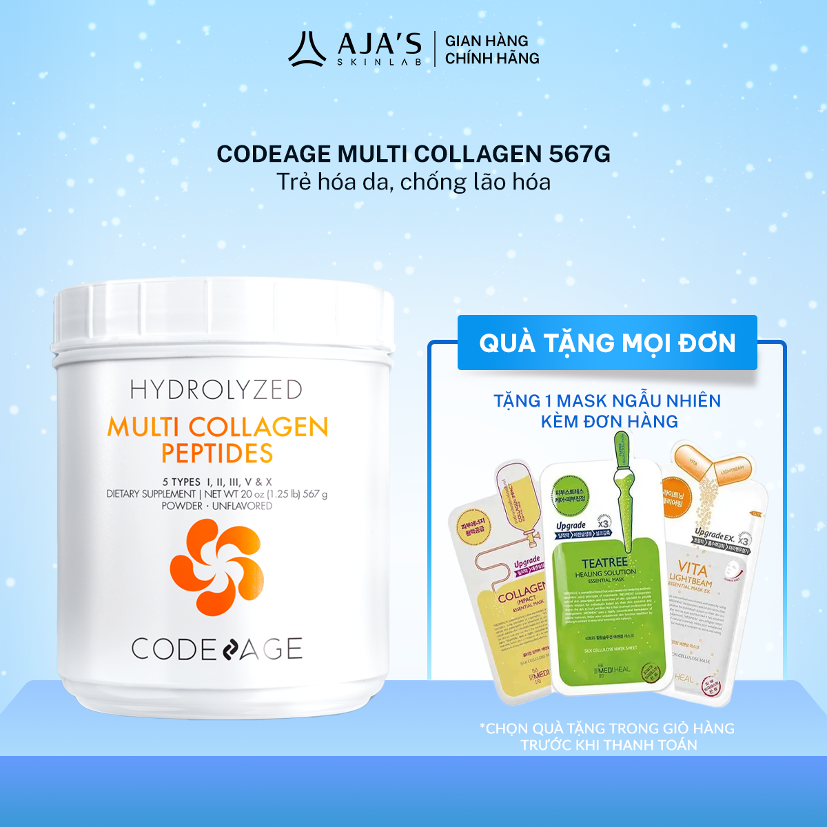 Bột Collagen tổng hợp trẻ hóa da CodeAge Multi Collagen 567g