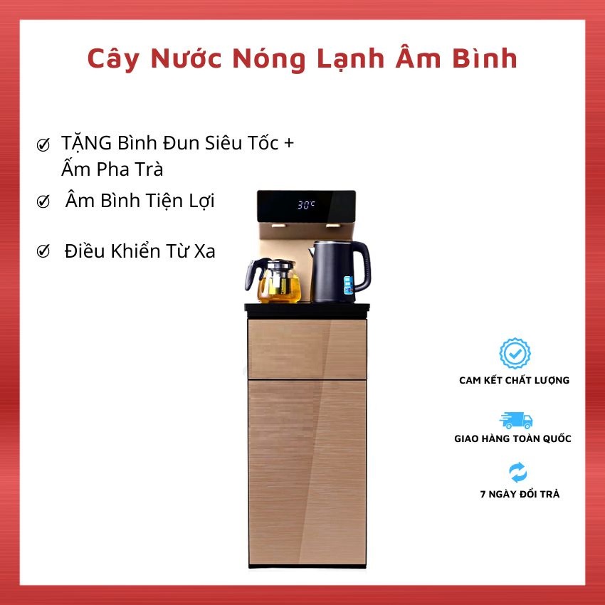 Cây nước nóng lạnh điều khiển từ xa, hiển thị nhiệt độ- tặng kèm ấm đun siêu tốc ấm pha trà