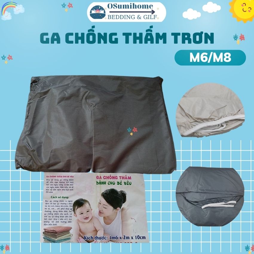 Ga chống thấm 1m8 x 2m , 1m6x 2m, 1m2, 2m2 đệm cao 10cm ,chống thấm trơn màu trắng, xám siêu chống thấm