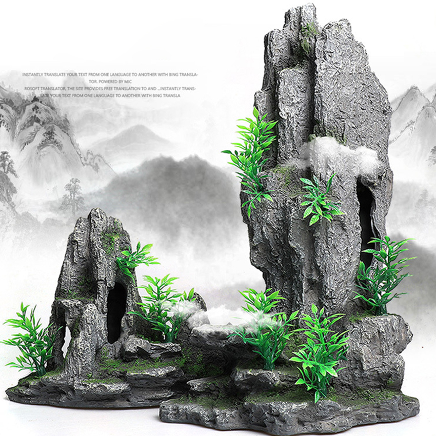 Freeship Max -Tiểu Cảnh Đá Non Bộ Mini Kazoo Garden Trang Trí Bể Cá Nhiều Mẫu Lựa Chọn Chất Liệu Nhựa Resin Giả Đá Siêu Bền