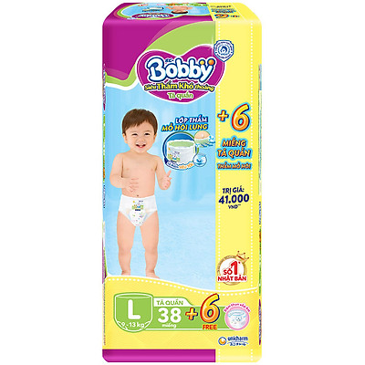Tã quần bobby l38 - tặng 6 miếng trong gói