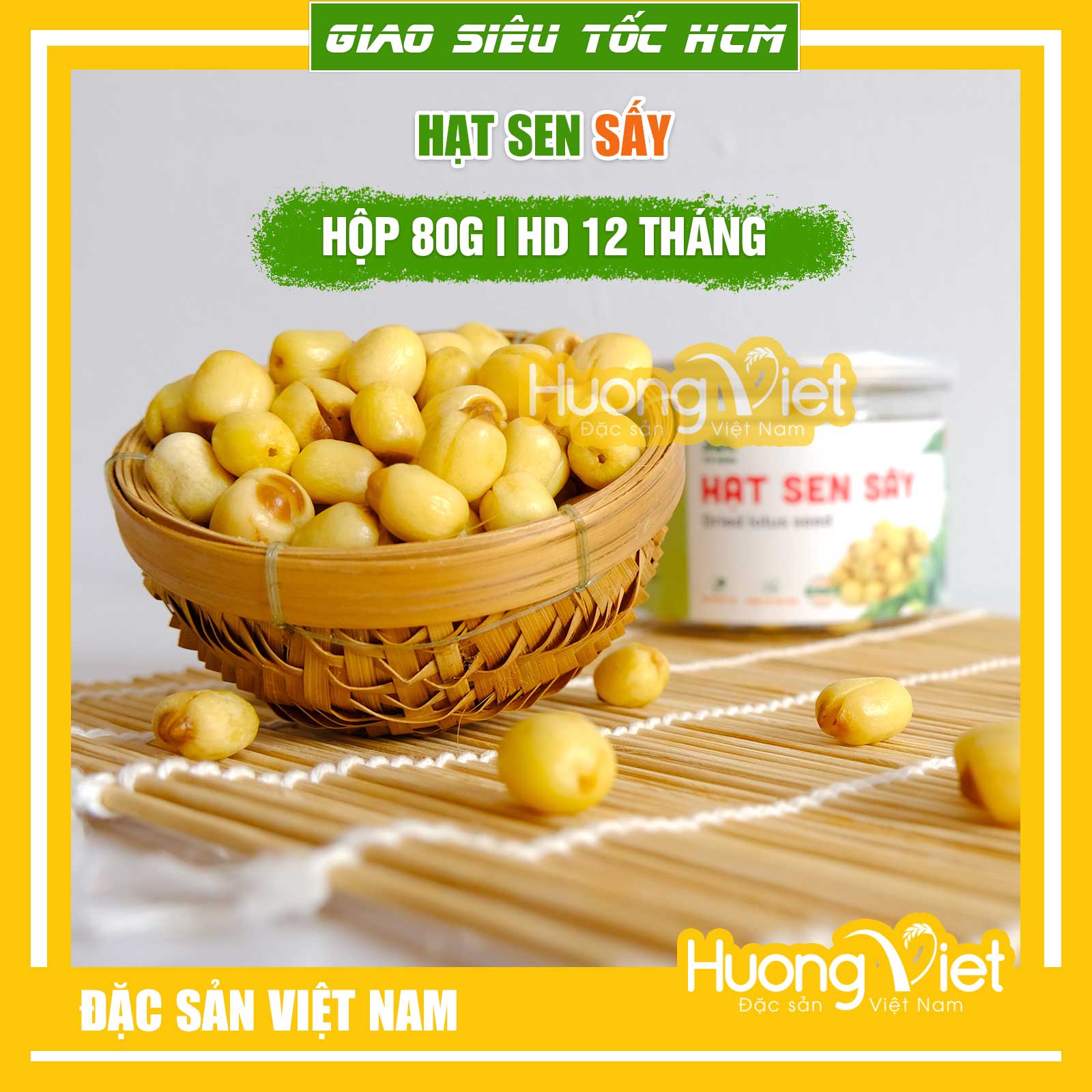 Hạt sen sấy giòn ăn liền không đường 80gr giòn xốp hạt sen sấy khô ăn liền