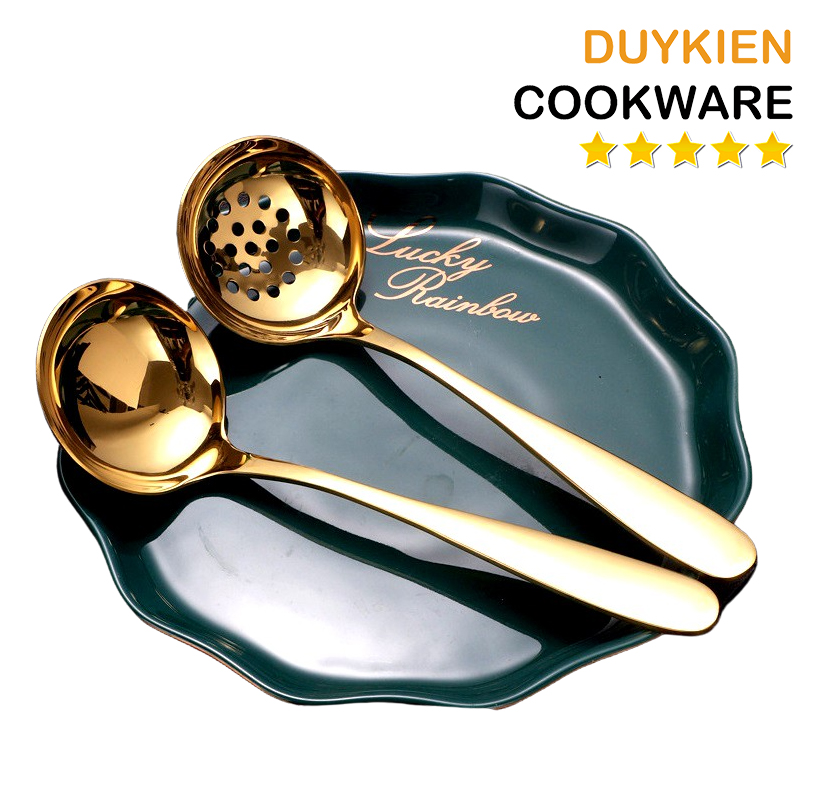 Vá Múc Canh Vàng Gold Inox 304 Hàng Dày Dặn, Sang Trọng Cho Bàn Ăn Nhà Bạn