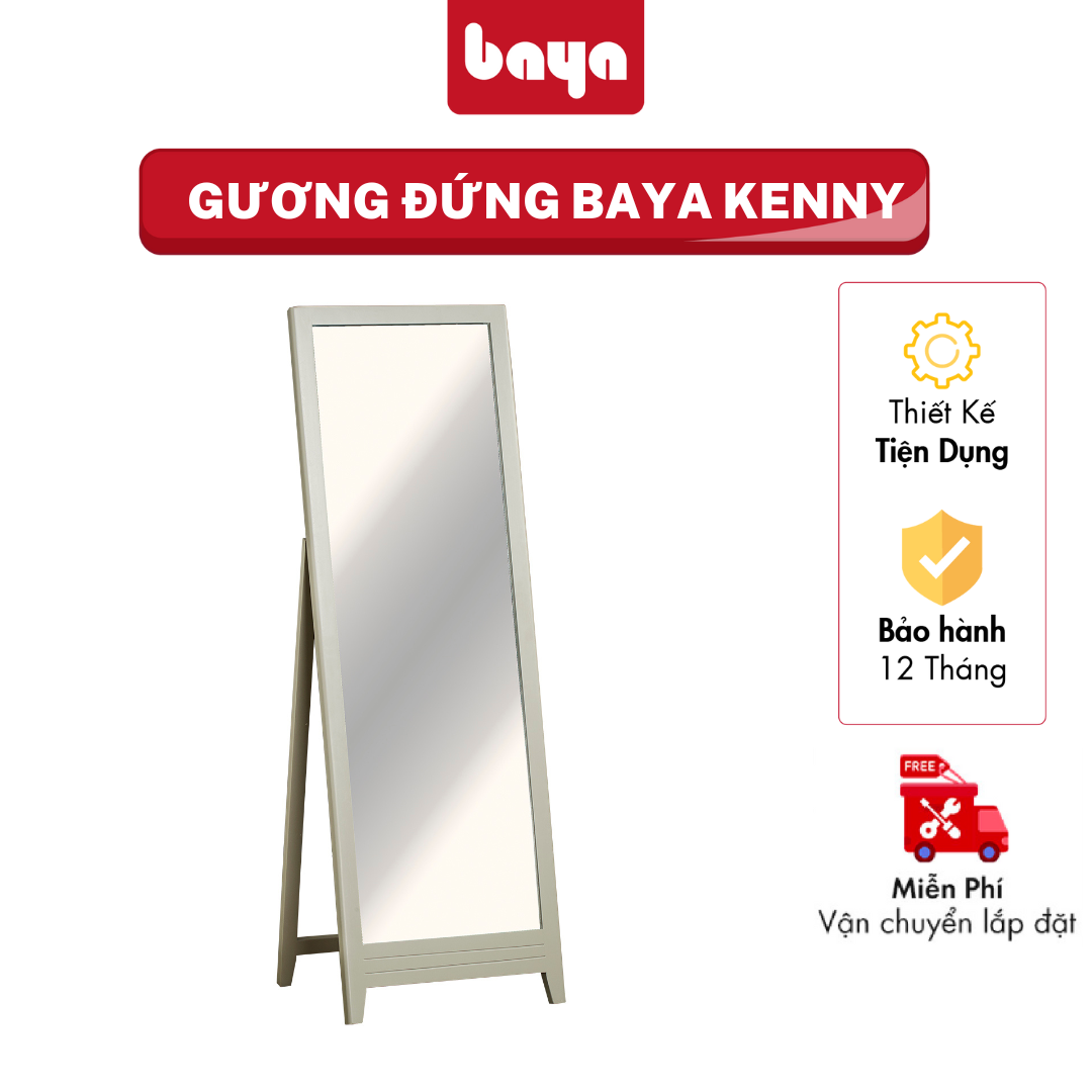 Gương Đứng BAYA KENNY Soi Toàn Thân Khung Gỗ Cao Su Bền Chắc Với Màu Xám
