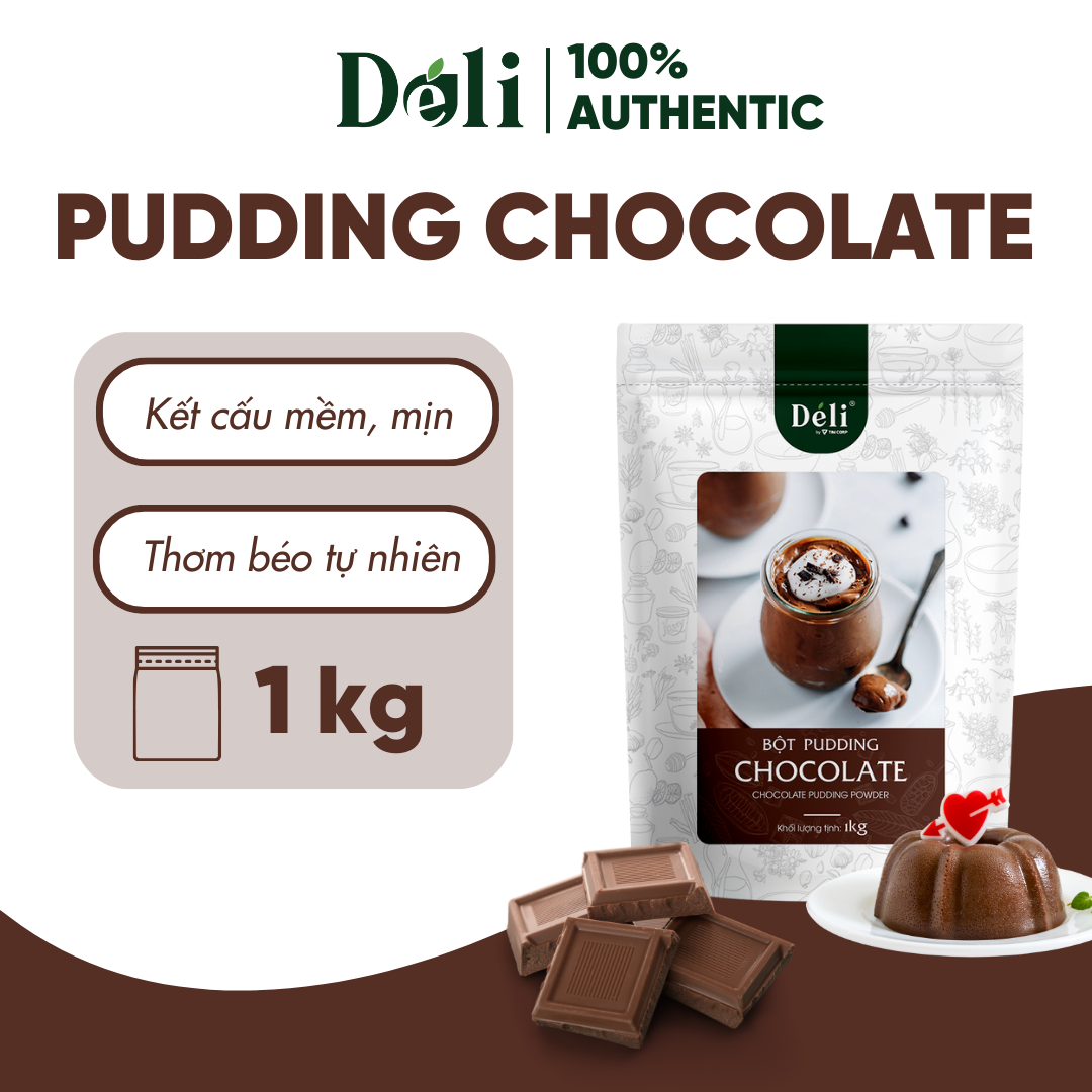 Pudding chocolate Déli - chuyên dùng làm topping trà sữa - thơm béo, mềm mại
