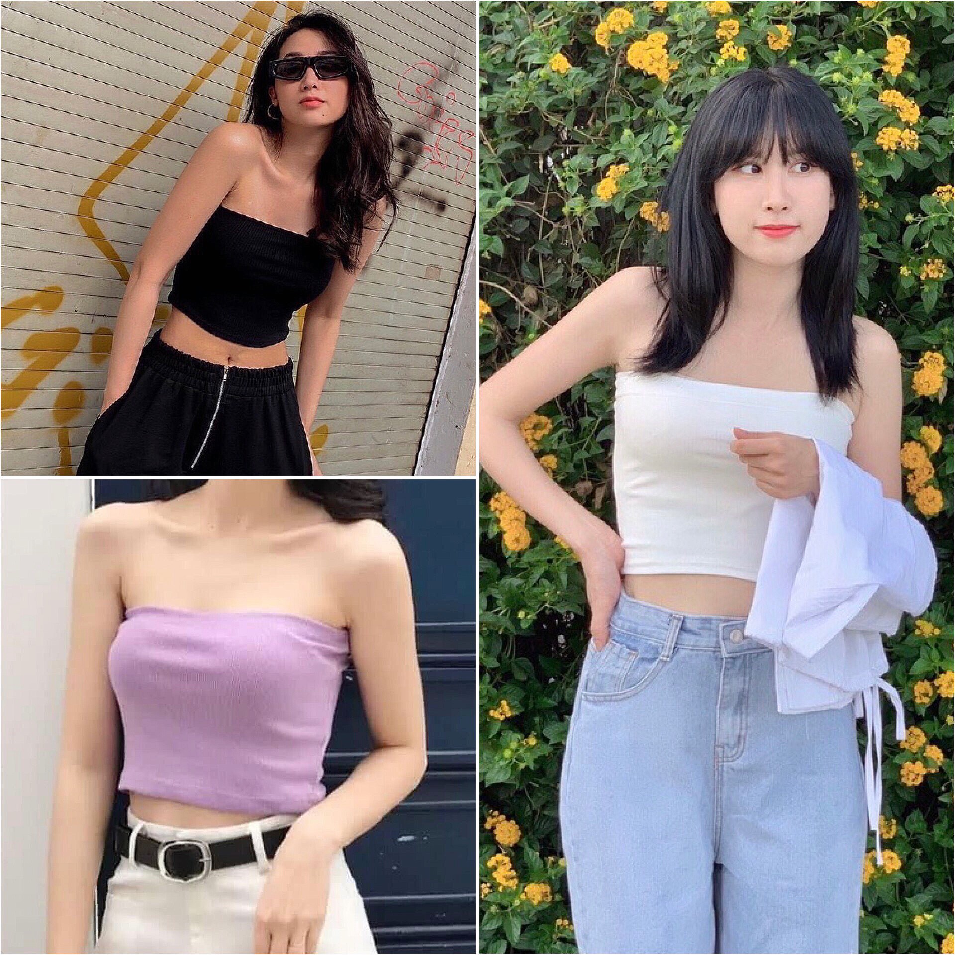 Áo quây ngực nữ không đệm chất thun cotton dáng croptop ôm sát, Áo bra basic dành cho nữ