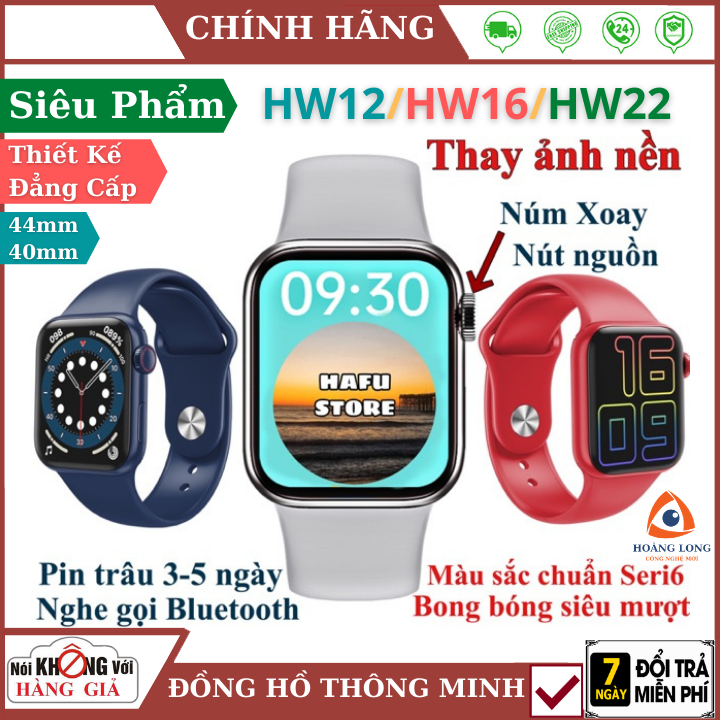 Đồng Hồ Thông Minh HW12 / HW16 / HW22 mặt 44mm/40mm Thay Được Hình Nền Tùy Ý, Nghe Gọi Trực Tiếp, Thay Được Dây, Nút Xoay Digital Crown, Chống Nước, Tiếng Việt 100%, Nhận Thông Báo App, Màn Hình Tràn Viền , smartwatch , đồng hồ