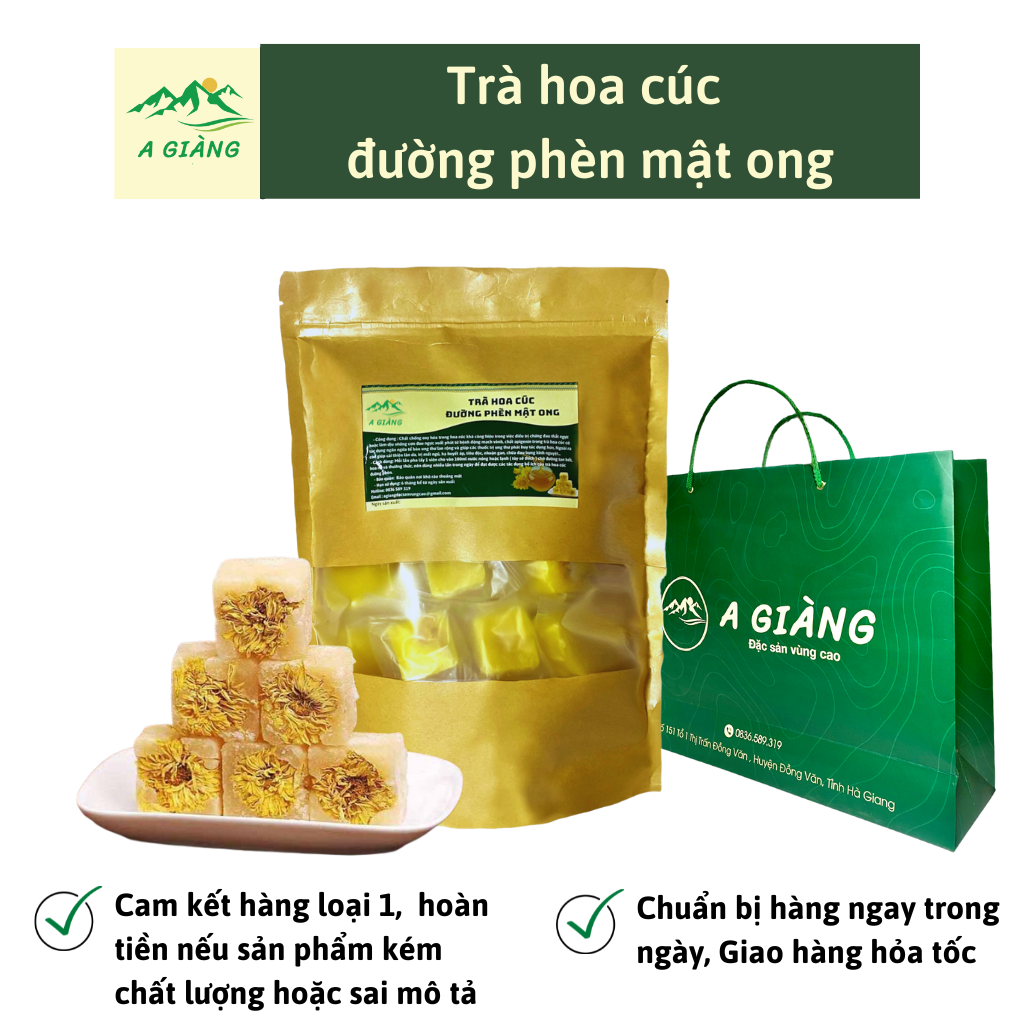 Trà hoa cúc đường phèn mật ong - trà hao cúc viên nén loại 1 giúp ngủ ngon