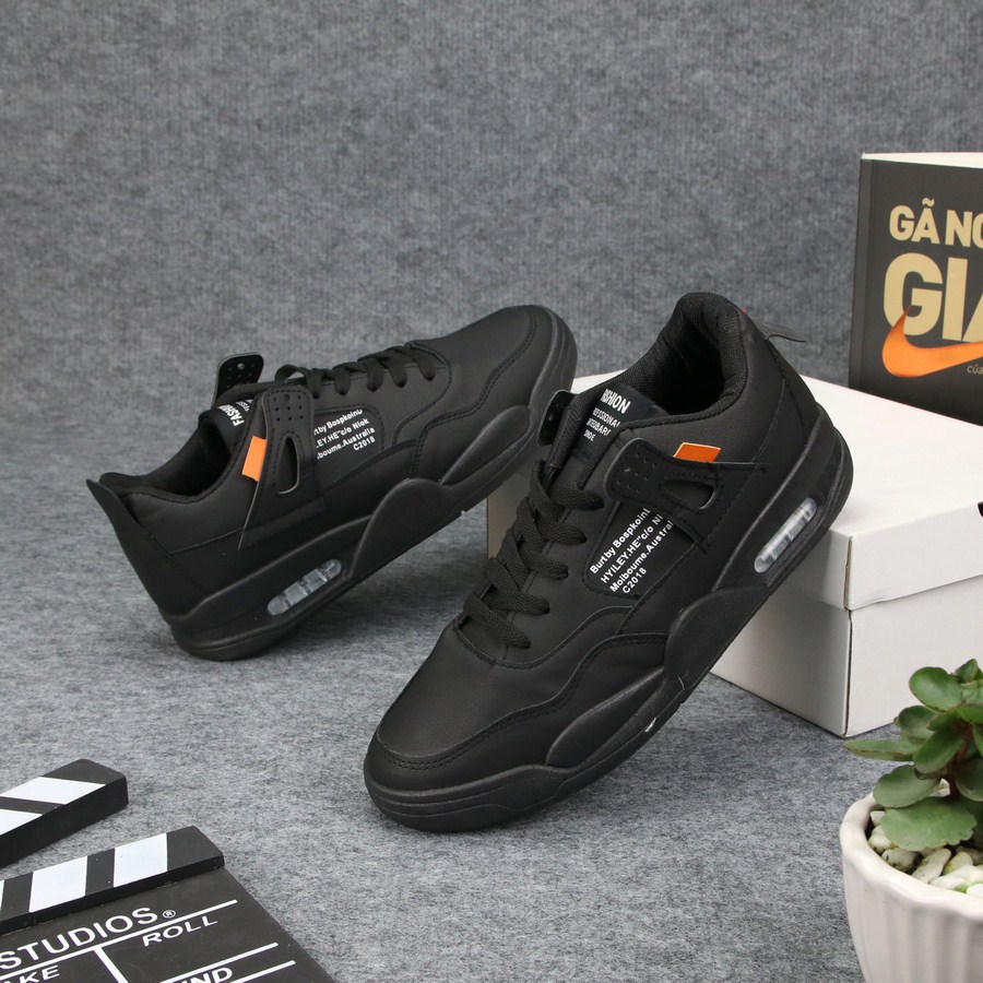 Giày sneaker nam G370 giày thể thao nam đế độn thân đen in chữ