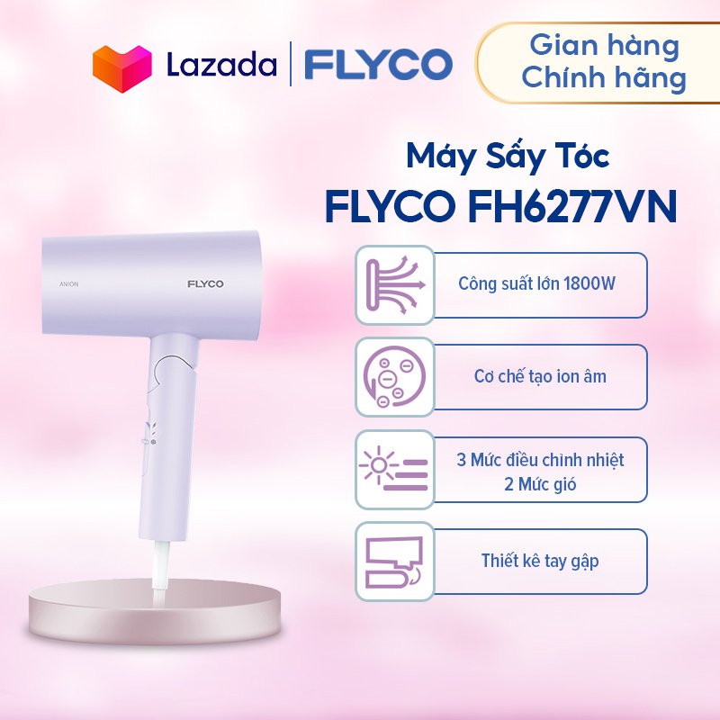 Máy sấy tóc FLYCO FH6277VN - Thiết kế hiện đại - Công suất lớn 1800W - Chức năng tạo Anion giúp tóc khỏe - 6 Mức điều chỉnh - Bảo hành 24 tháng