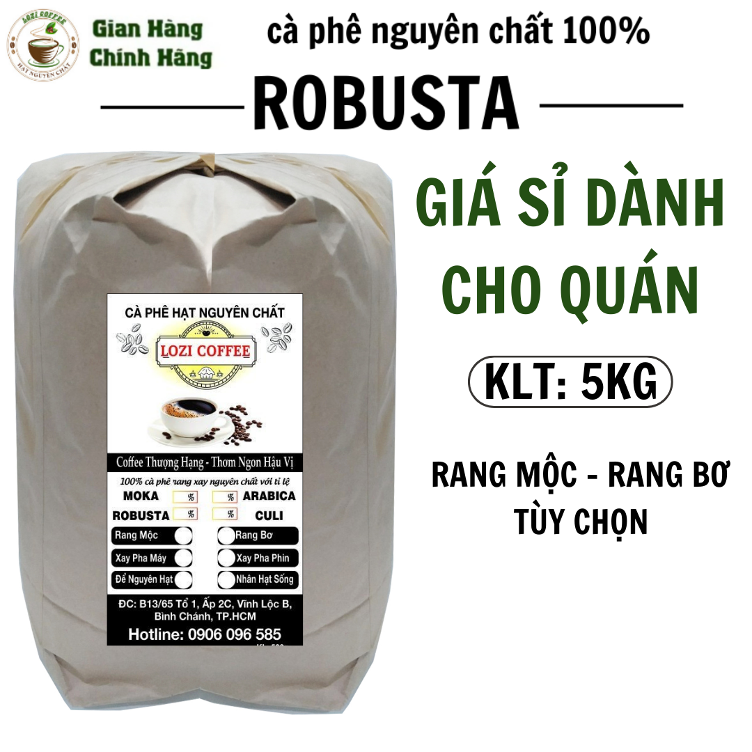Cà phê hạt robusta rang xay nguyên chất 100% thơm ngon đậm vị