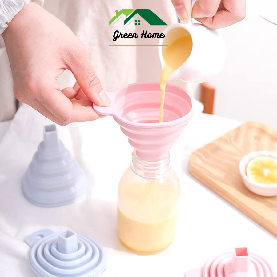 Phễu silicon gấp gọn đa năng, Phễu mini rót nước chiết chất lỏng chịu nhiệt an toàn siêu tiện lợi