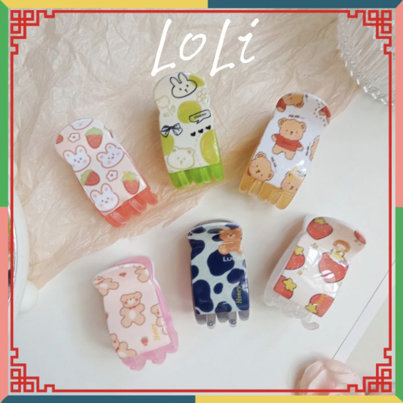 Kẹp càng cua 5 răng honey cao cấp, kẹp tóc gấu dễ thương nhiều mẫu - loli