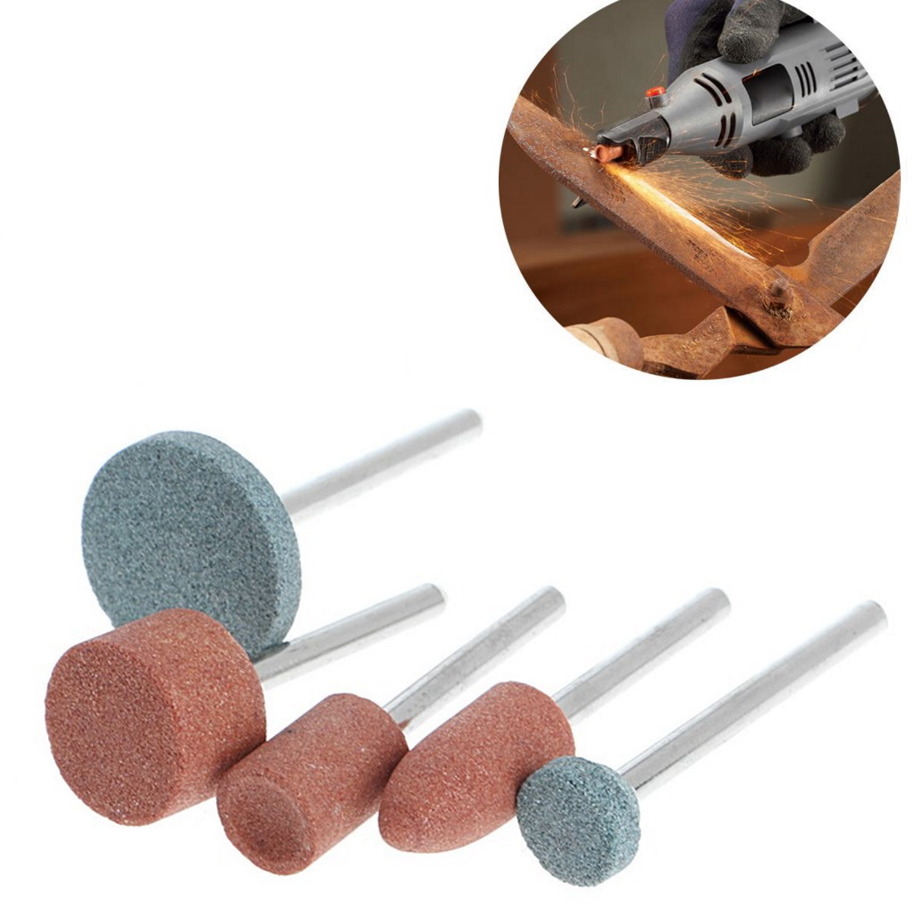 Bộ 5 đá mài đánh bóng, đánh gỉ cho máy mài khoan cầm tay trục 3mm