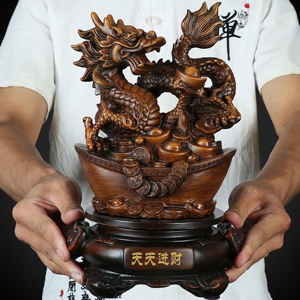 Tượng phong thủy phi long rồng bay tượng rồng đĩnh vàng may mắn trang trí nhà cửa Decor Việt