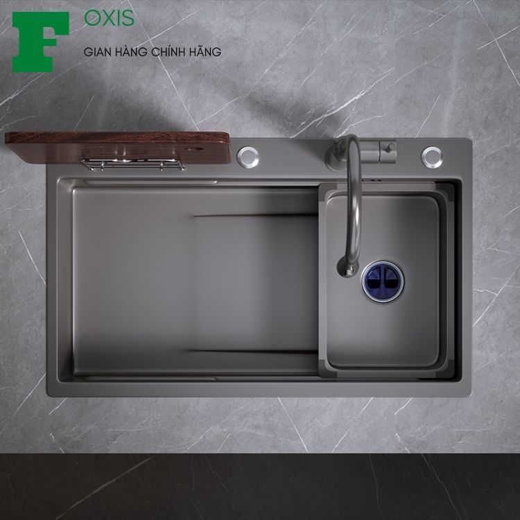 [100% SUS 304 + TẶNG QUÀ 169K] Chậu Rửa Chén Bát Loại 1 Hố 7848GR-GRUNDER, PVD Màu Ghi, Bảo Hành 5 Năm ( 1 Đổi 1 Trong Vòng 7 Ngày)