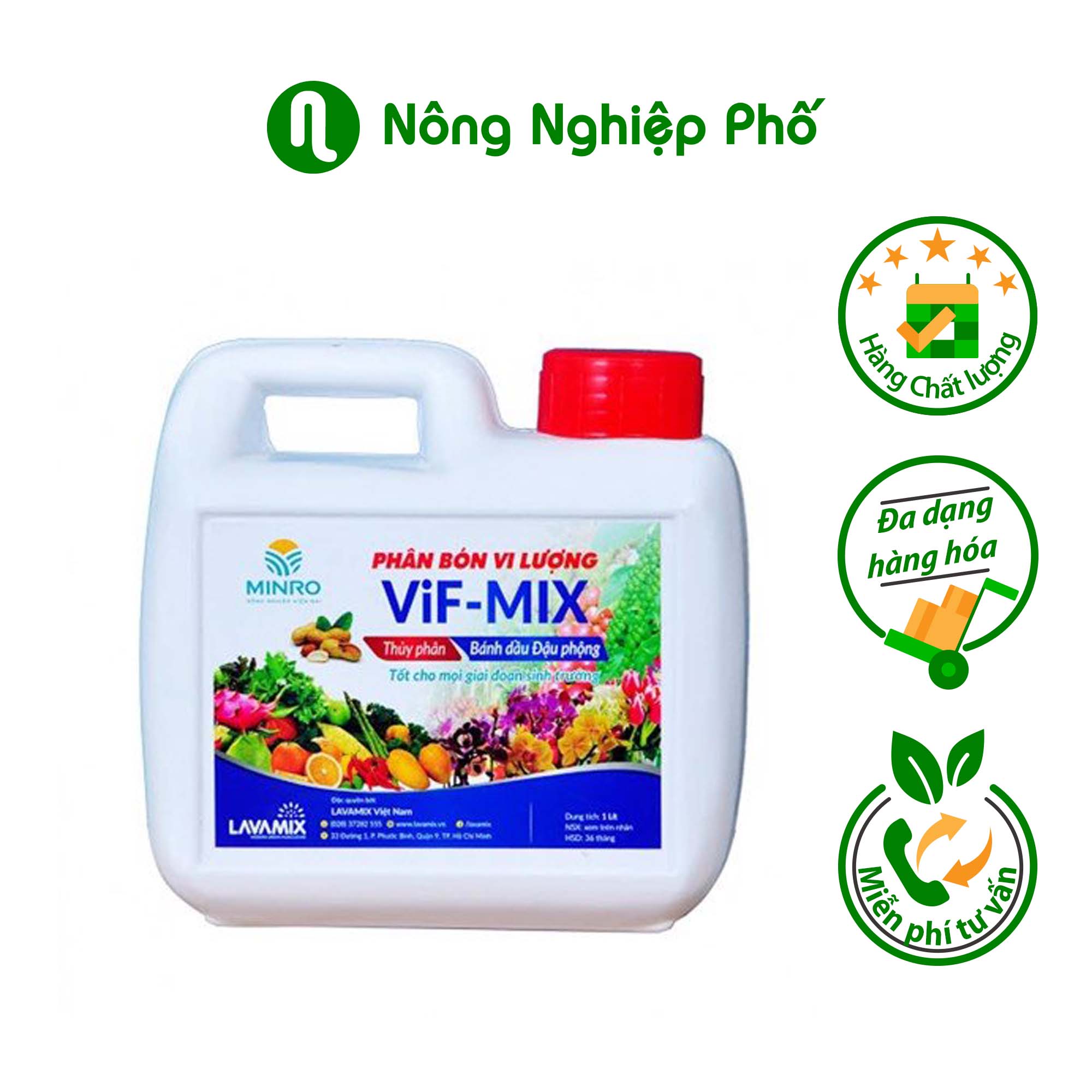Phân hữu cơ bánh dầu đậu phộng dạng nước Lavamix - Chai 1000ml - Nông Nghiệp Phố