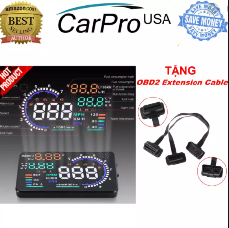 Bộ hiển thị tốc độ trên kính lái hud a8 + tặng cáp chia obd ii