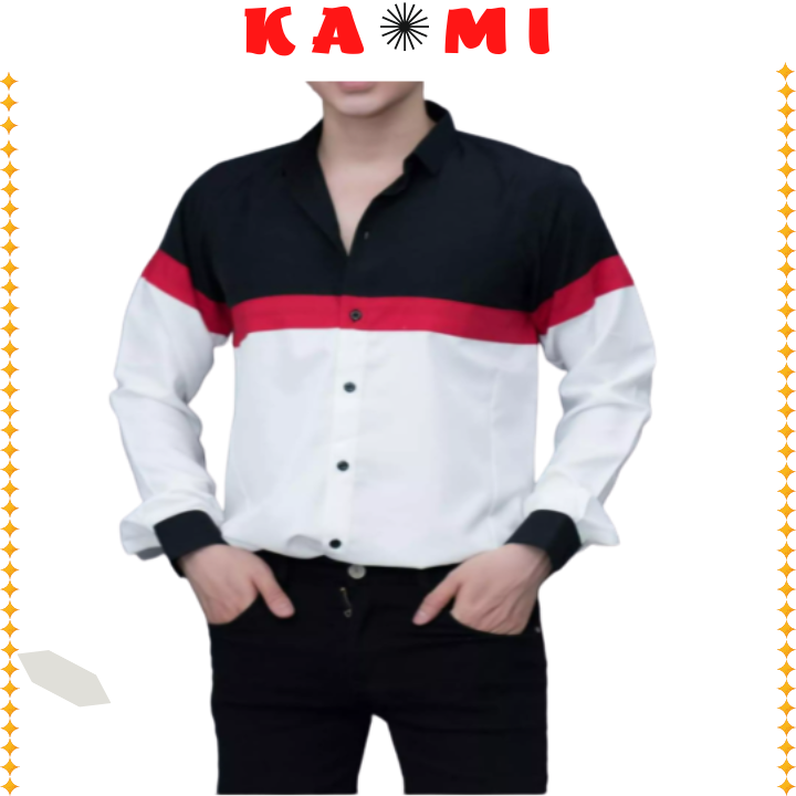 Áo sơ mi nam công sở, áo sơ mi nam body phối in trắng đen phong cách trẻ trung sang trọng tay dài vải mềm mịn mặc mát