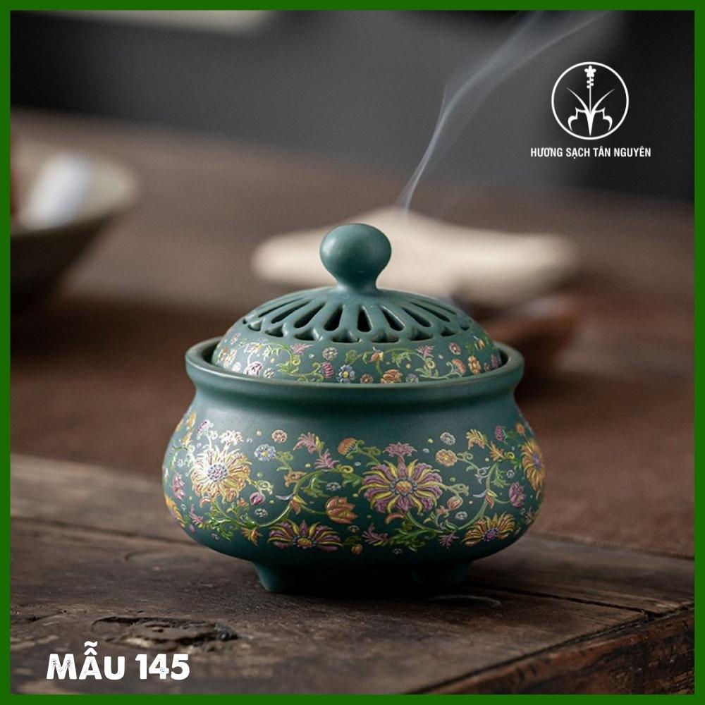 Lư xông trầm hương, lư đốt trầm, đốt trầm hương được làm từ gốm sứ cao cấp, họa tiết tinh xảo nhiều mẫu